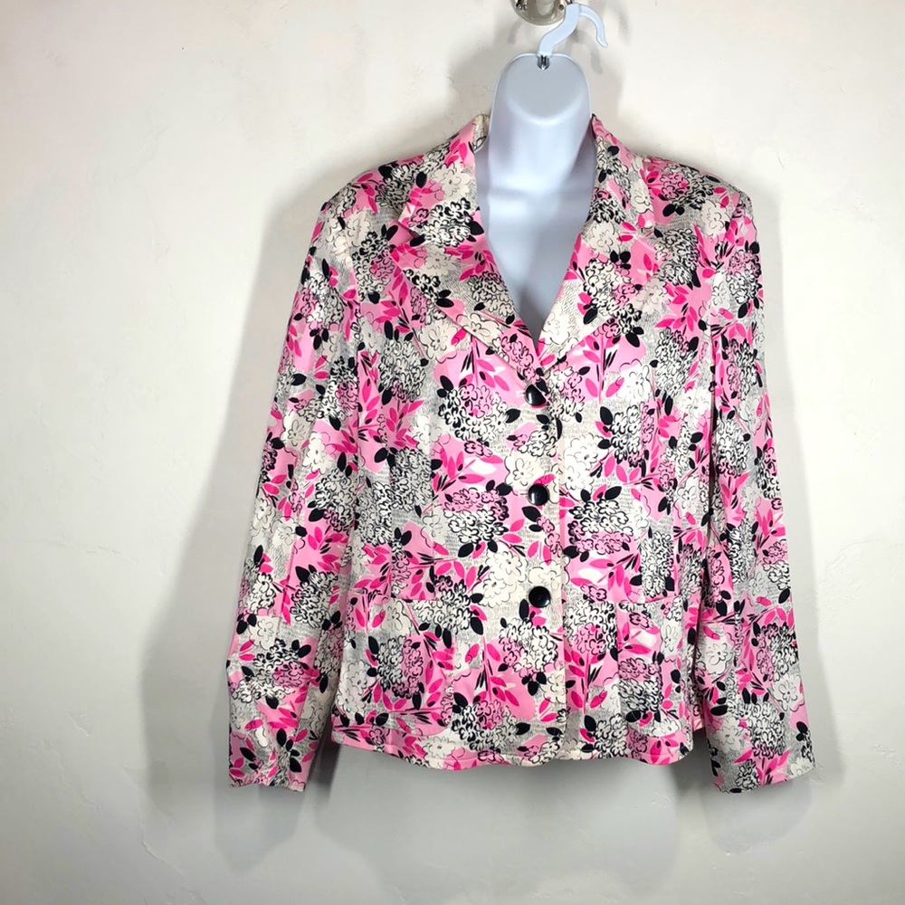 Pendleton pink and black floral blazer size medium